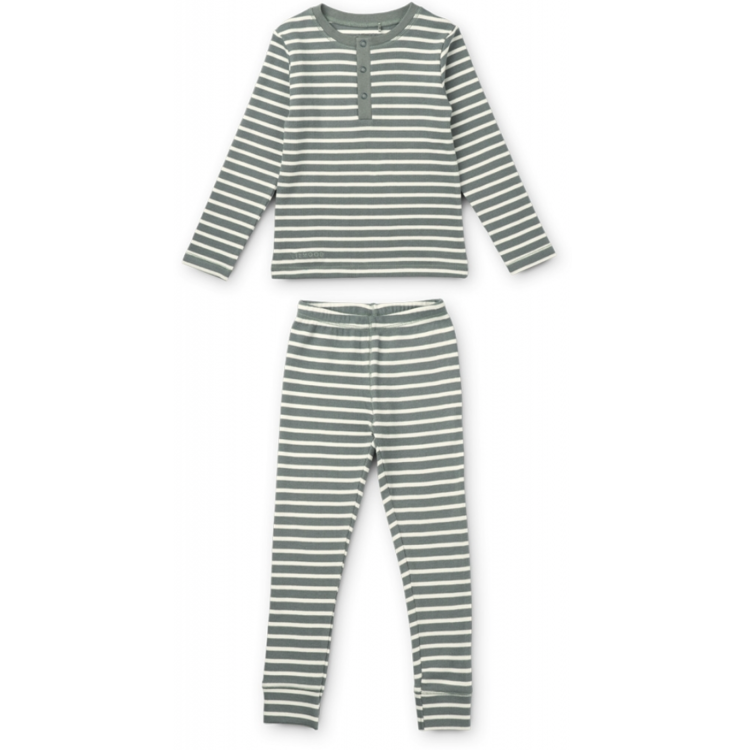Afbeeldingen van Liewood Pyjama Blue fog/sandy stripe