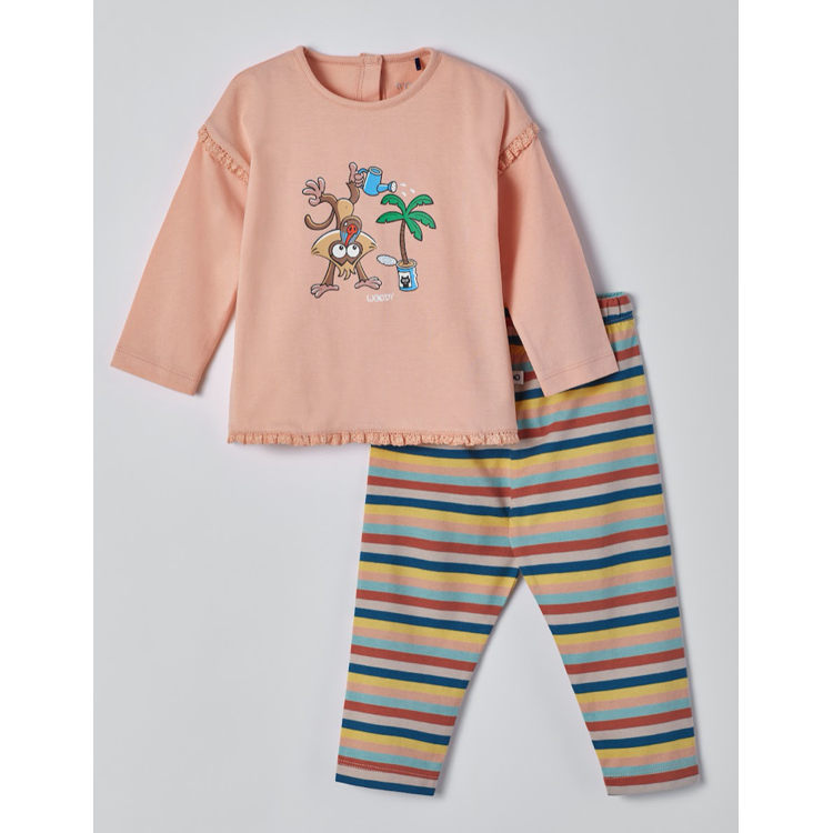 Afbeeldingen van Woody Pyjama Meisje lange mouwen Mandril aap roze (0-18 maand)