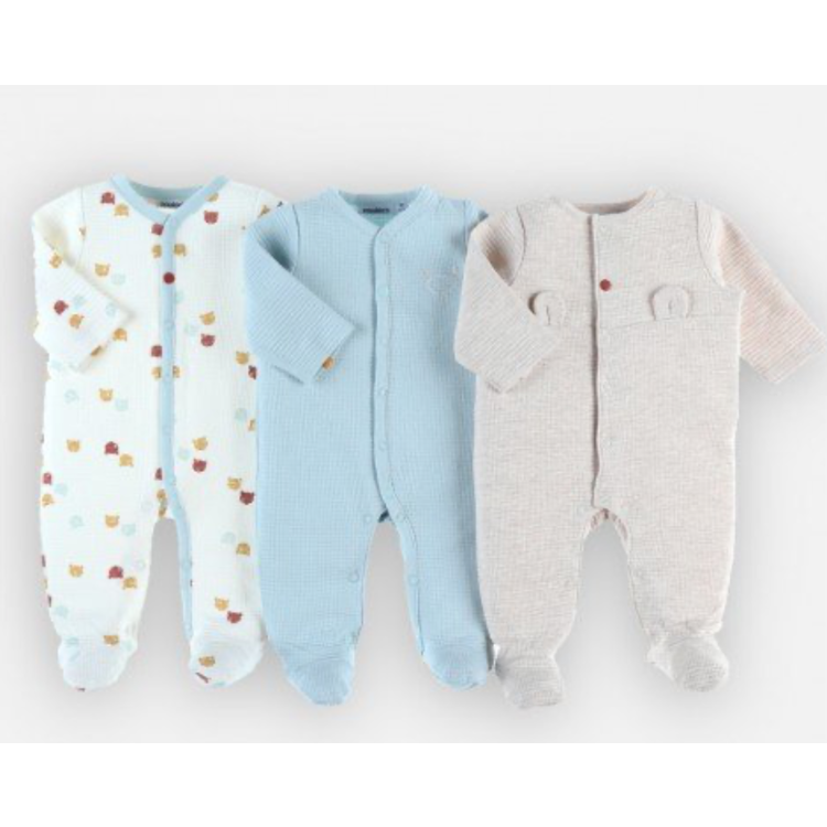 Afbeeldingen van Noukies Set Pyjama's 3 pack katoen beige set
