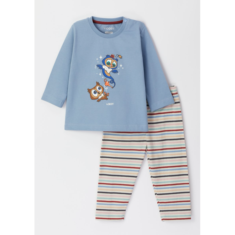 Picture of Woody Pyjama uil blauw (0-18 maand)