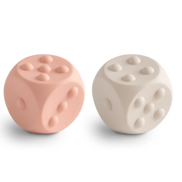 Picture of Mushie Press toys Dice blush/shifting sands
