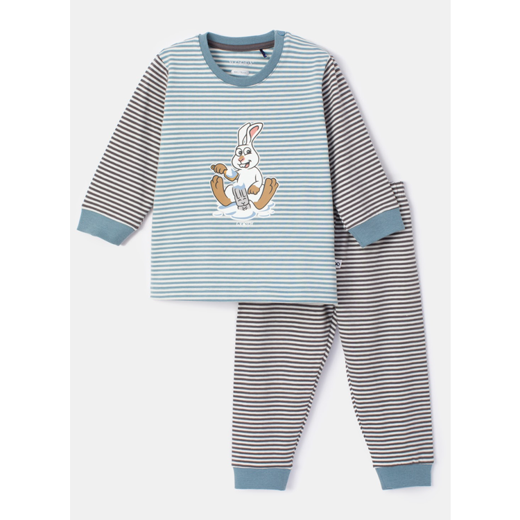 Picture of Woody Pyjama konijn volledig gestreept blauw