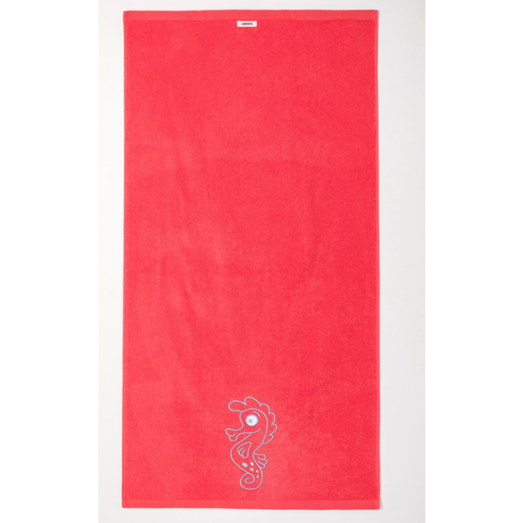 Afbeeldingen van Woody Grote handdoek in zak zeepaardje rood